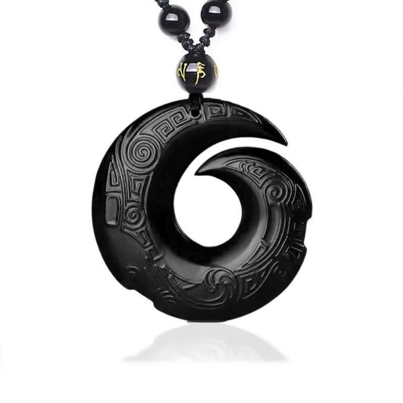 Buddha Stones Natural Black Obsidian Ice Obsidian Strength Necklace Pendant Necklaces & Pendants BS Black Obsidian