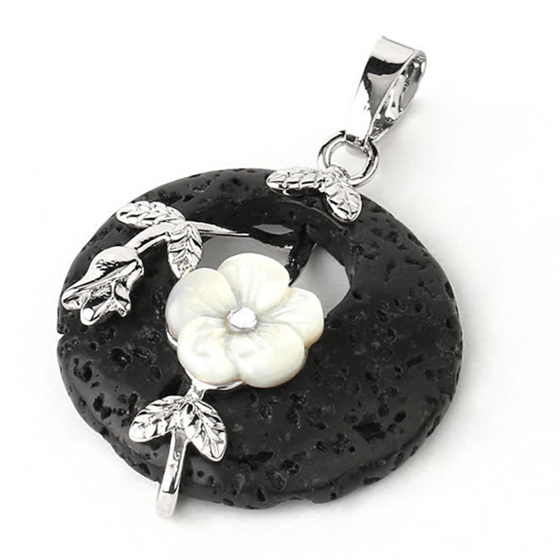 Buddha Stones Various Crystal Amethyst Green Aventurine Flower Healing Necklace Pendant Necklaces & Pendants BS Lava Rock