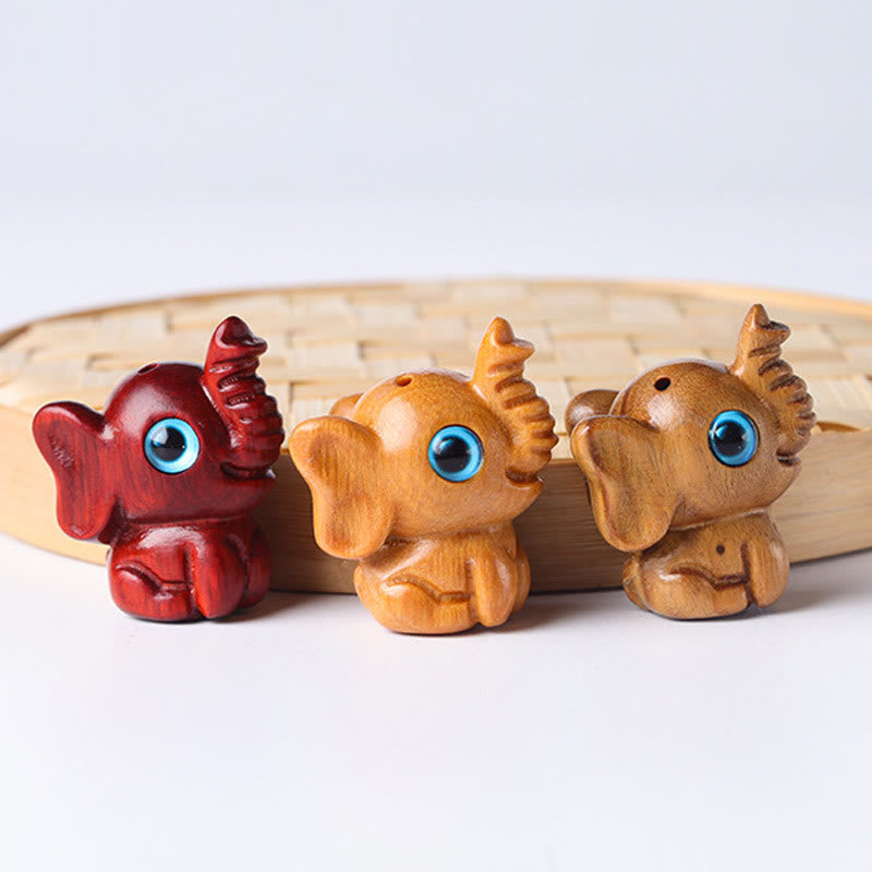 Foviel Sandalwood Small Leaf Red Sandalwood Green Sandalwood Lucky Mini Elephant Carved Protection Decoration