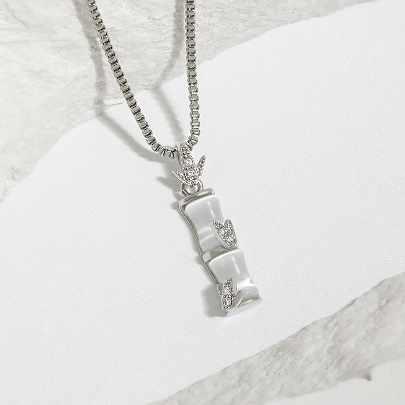 Buddha Stones Chalcedony Bamboo Pattern Harmony Necklace Pendant Necklaces & Pendants BS 9