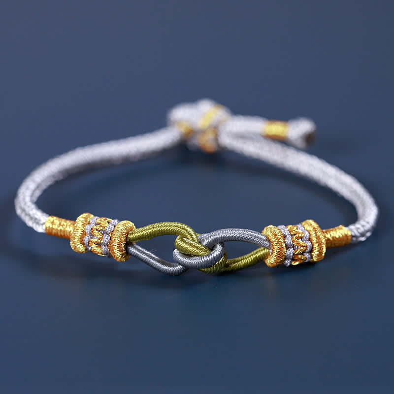 Buddha Stones Handmade Knotting Faith Strength Braid String Bracelet Bracelet BS Gray 18cm