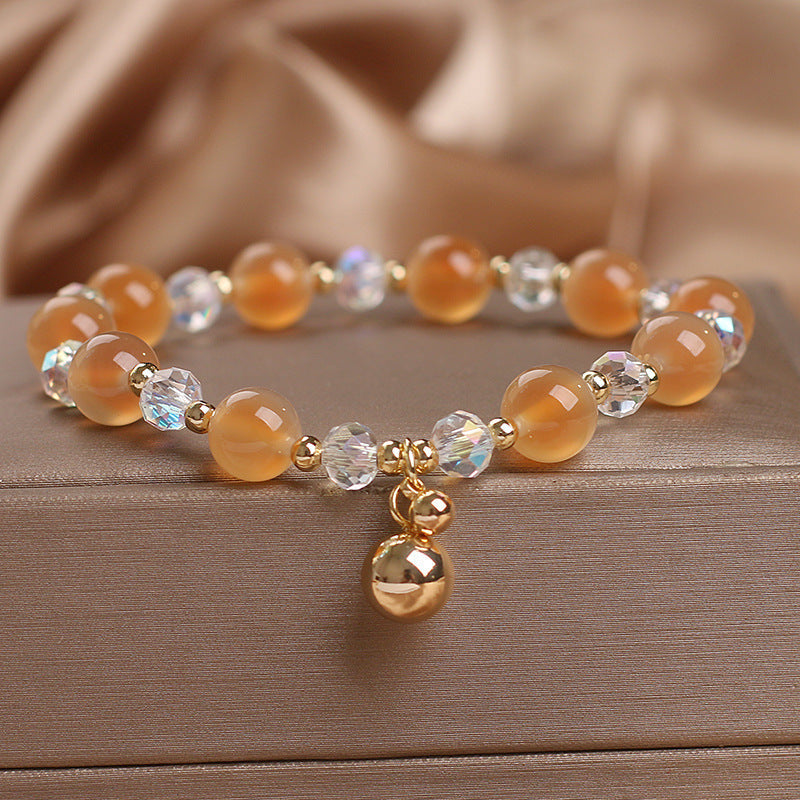 Buddha Stones Candy Agate Healing Harmony Bead Charm Bracelet Bracelet BS Yellow Candy Agate(Wrist Circumference 14-17cm)