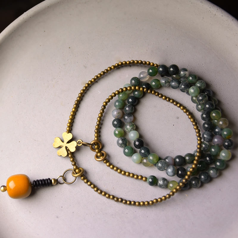 Buddha Stones Moss Agate Copper Lucky Multilayer Bracelet Bracelet BS 1