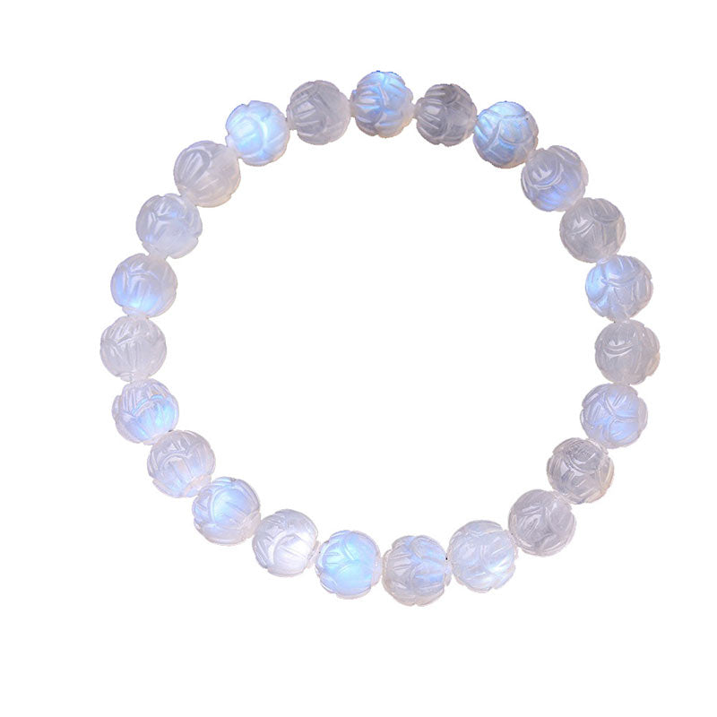 Buddha Stones Natural Moonstone Lotus Love Bracelet Bracelet BS 14