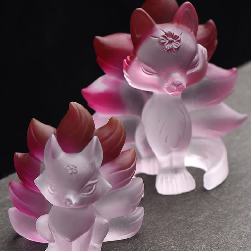 Buddha Stones Small Nine Tailed Fox Success Strength Home Figurine Decoration Decorations BS 5