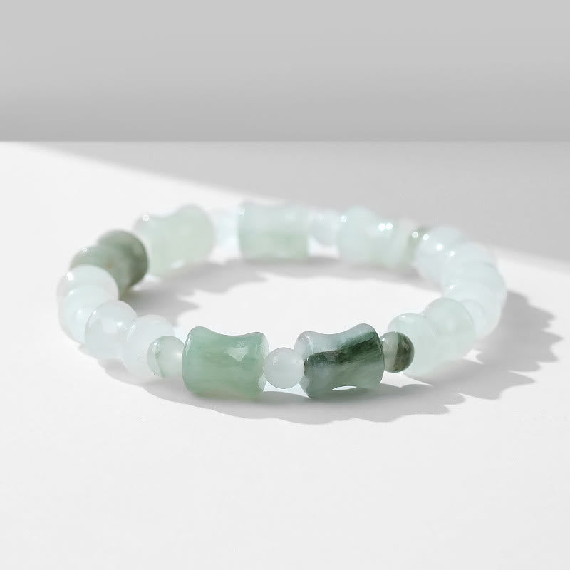 Buddha Stones Jade Coconut Shell Bamboo Pattern Abundance Luck Bracelet Bracelet BS 4