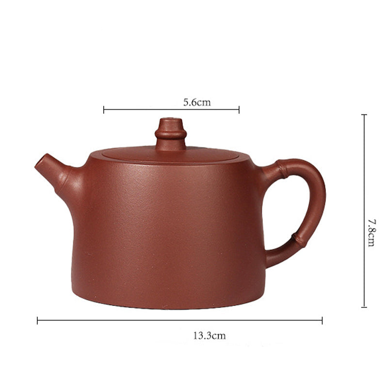 Buddha Stones Handmade Vintage Bamboo Purple Clay Kung Fu Teapot Teapot BS 12