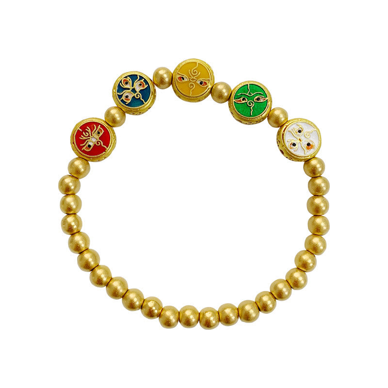 Buddha Stones Tibetan Five God Of Wealth Copper Beads Luck Bracelet Bracelet BS 10