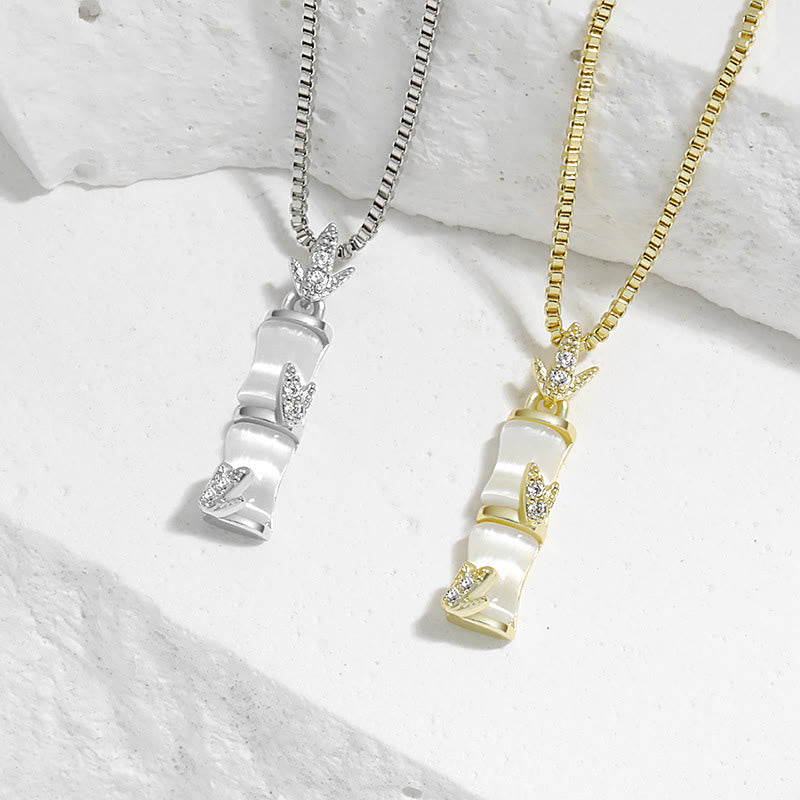 Buddha Stones Chalcedony Bamboo Pattern Harmony Necklace Pendant Necklaces & Pendants BS 1