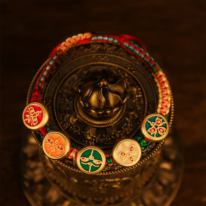 Buddha Stones Tibetan Five God Of Wealth Colorful Rope Braided Luck Bracelet Bracelet BS 4