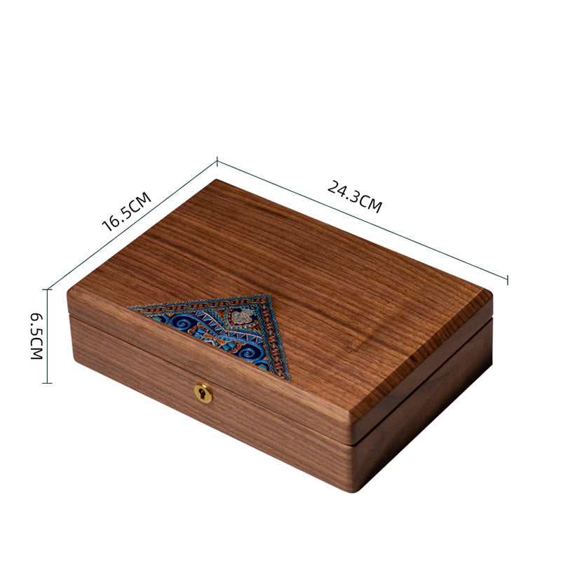 Buddha Stones Vintage Handmade Black Walnut Wood Jewelry Storage Box Wooden Gift Box Jewelry Storage Box BS 20