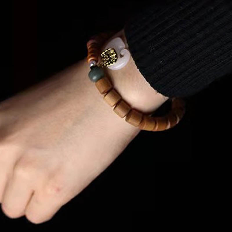Buddha Stones Sandalwood Jade Elephant Protection Bracelet Bracelet BS 2