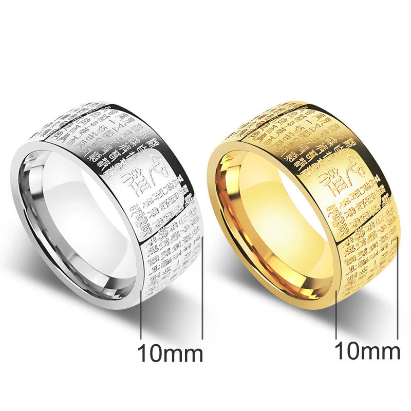 Buddha Stones FengShui Buddhism Ancient Heart Sutra Lucky Ring Ring BS 6