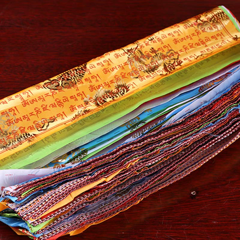 Buddha Stones Tibetan 5 Colors Windhorse Blessing Longevity Sutra Outdoor 20 Pcs Prayer Flag Decoration Decorations buddhastoneshop 2
