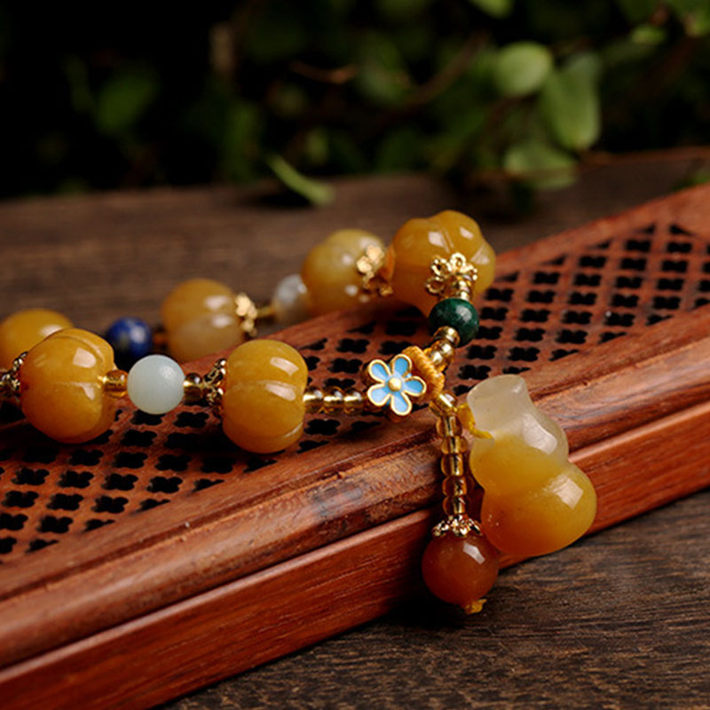 Bracelet Pixiu de richesse en jade soie dorée Foviel
