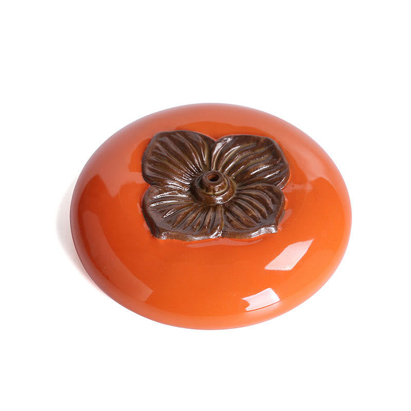 Buddha Stones Persimmon Ceramic Meditation Healing Incense Burner Incense Holders Incense Burner BS 11