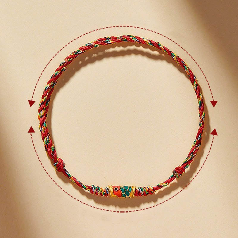 Buddha Stones Handcrafted Koi Fish Wealth Prosperity Braided Rope Bracelet Bracelet BS 5