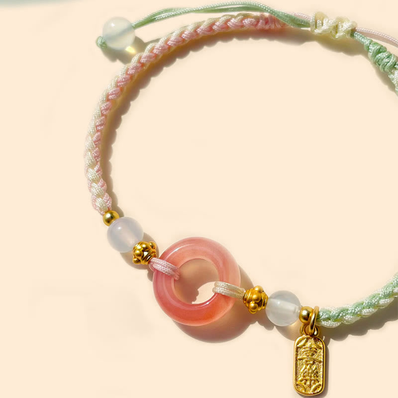 Buddha Stones Peace And Joy Agate Peace Buckle Auspicious Handmade Braided Bracelet Bracelet BS 9