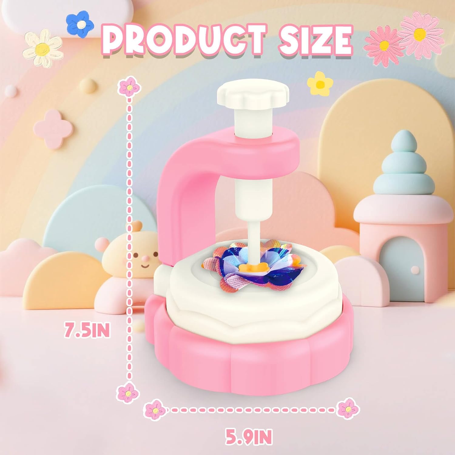Fidtoy Juego de máquina giratoria para hacer ramos de flores de tela DIY – Juguete educativo creativo para niños