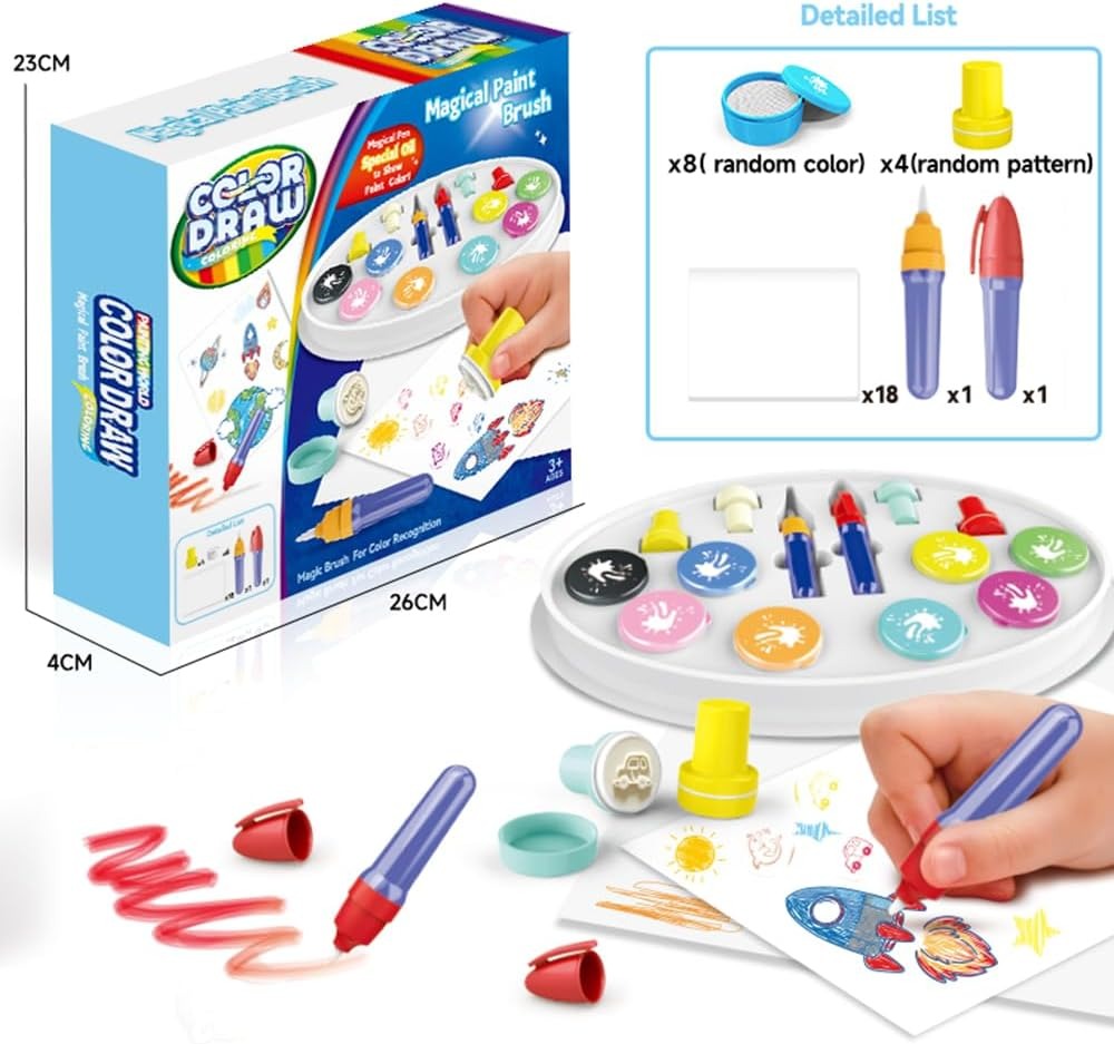 Fidtoy Mess Free Magic Light Brush Painting Station Art Kit for Kids Creative Play