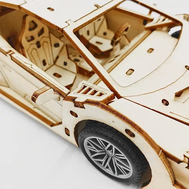 Lamborghini Mecánico de Madera 3D con Cuerda, 114 Piezas - 805