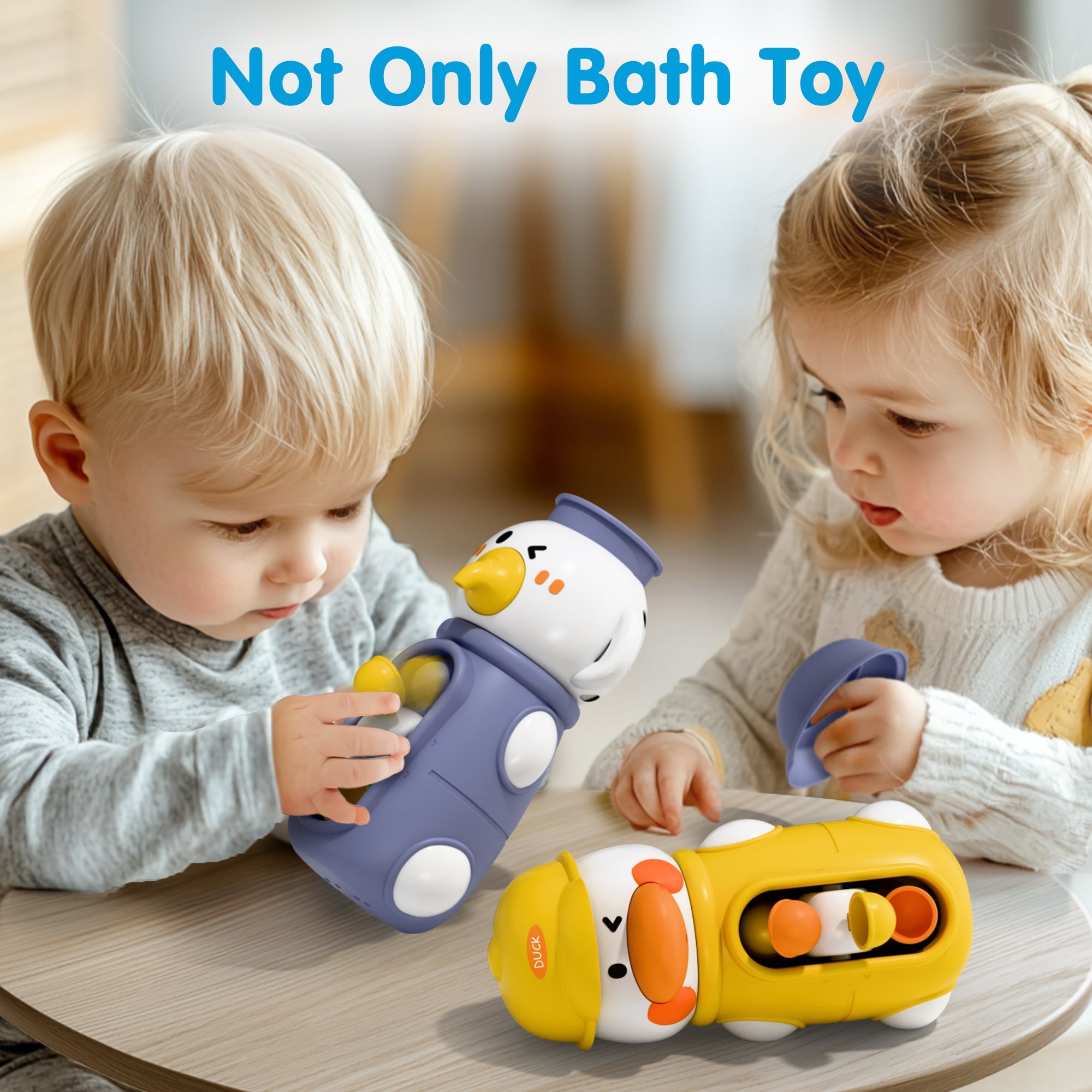 Fidtoy Duck Bath Toy Set with Water Spinner