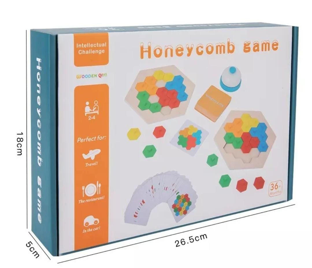 Fidtoy Honeycomb Wooden Puzzle Challenge for Kids Multiplayer Pattern Matching Game