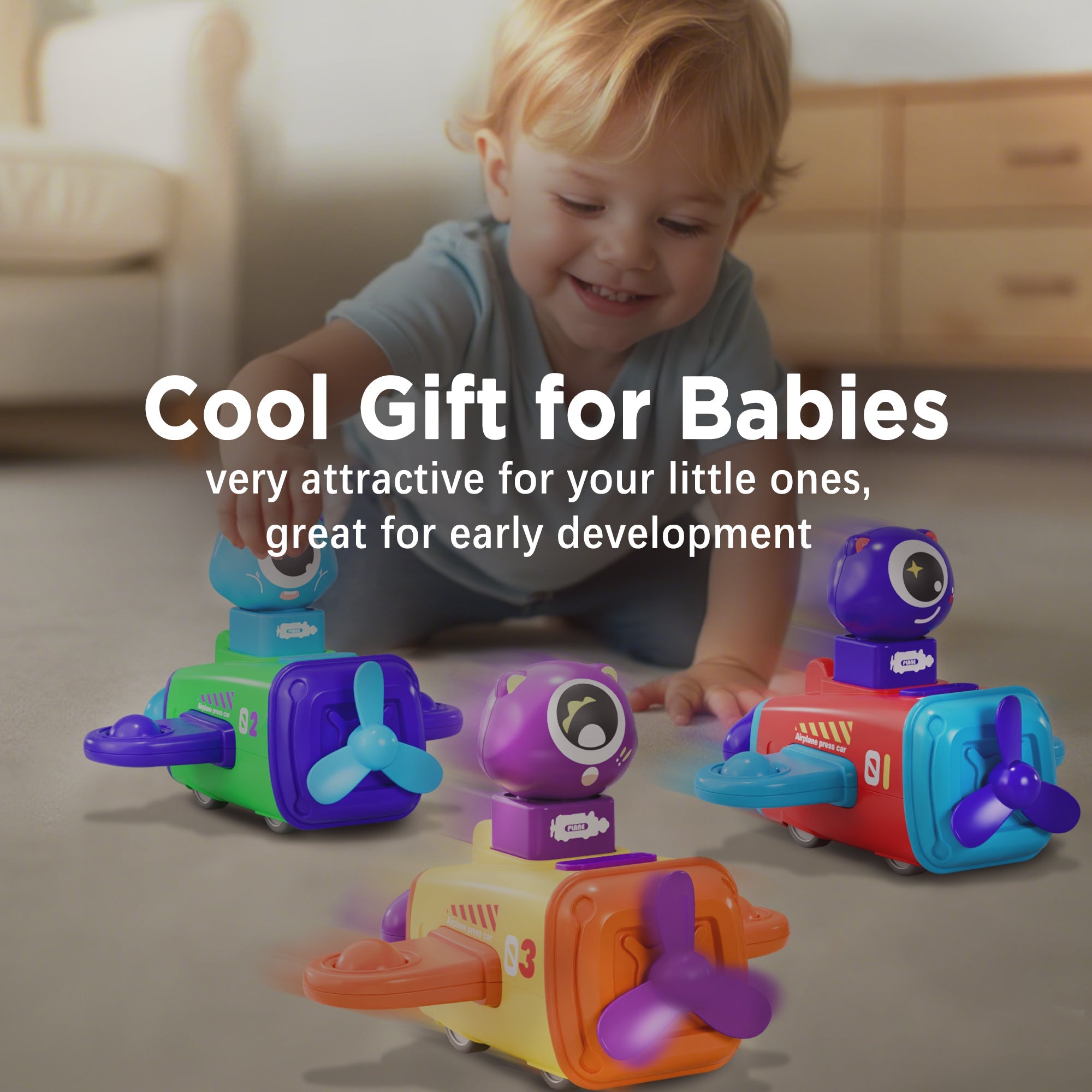 Fidtoy Press to Go Airplane Car Toys Set for Toddlers