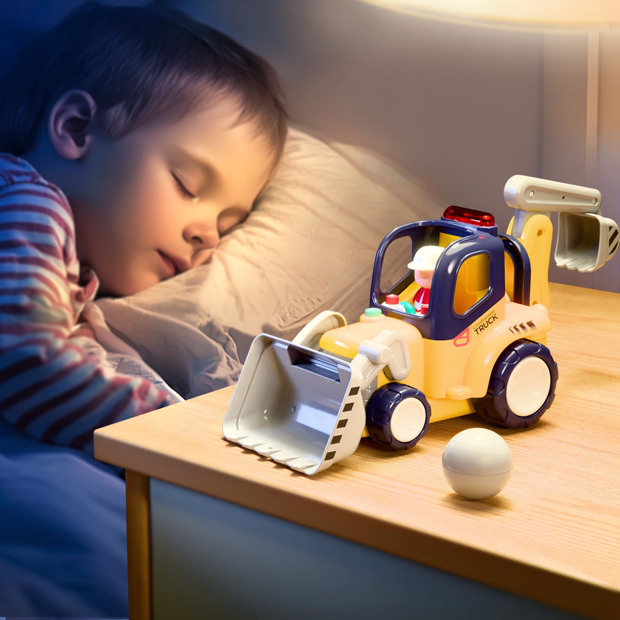 Fidtoy RC Construction Truck Toy with Lights and Sounds for Toddlers