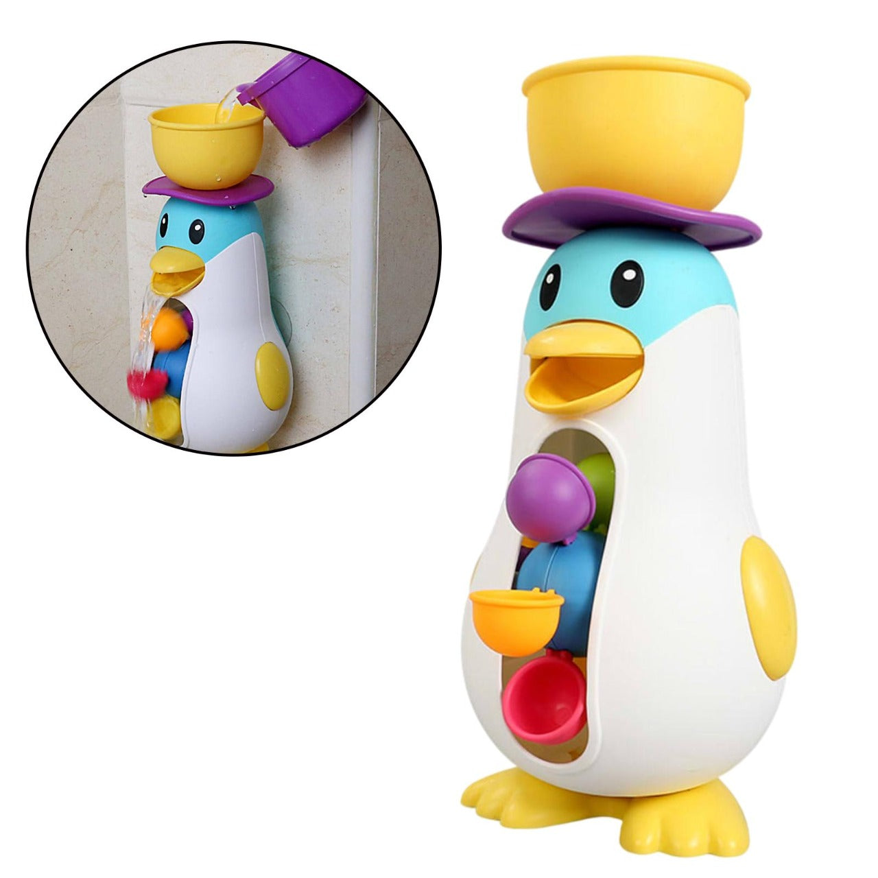 Divertido Juguete de Baño de Pingüino con Rueda Hidráulica - 010