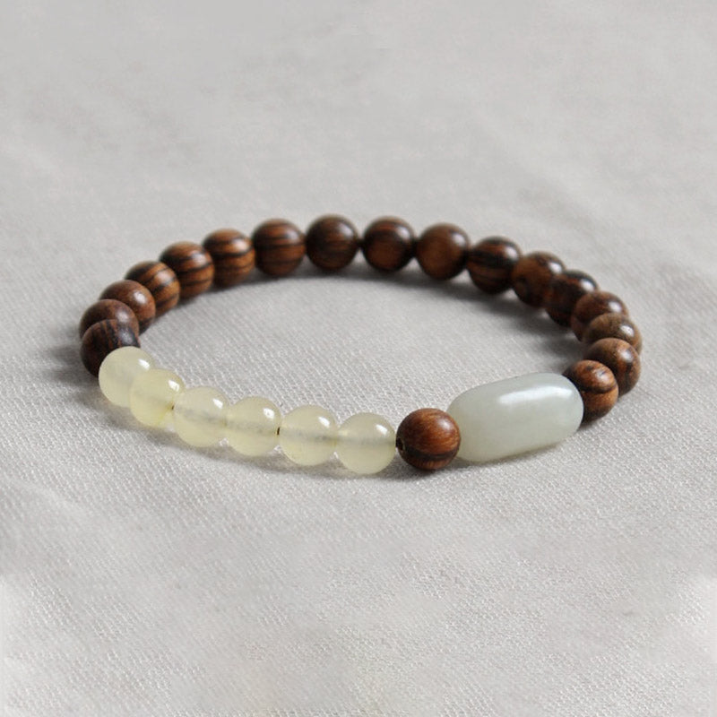Buddha Stones Jade Sandalwood Luck Abundance Bracelet Bracelet BS 9