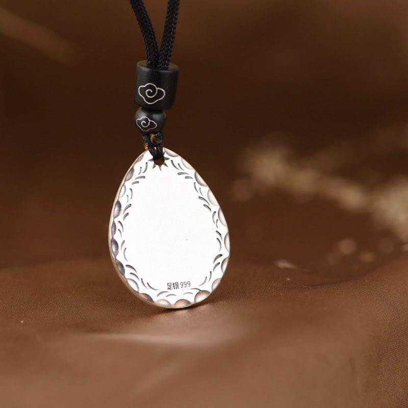 Buddha Stones Vintage 999 Sterling Silver Yin Yang Bagua Water Drop Design Balance Harmony Necklace Pendant Necklaces & Pendants BS 4