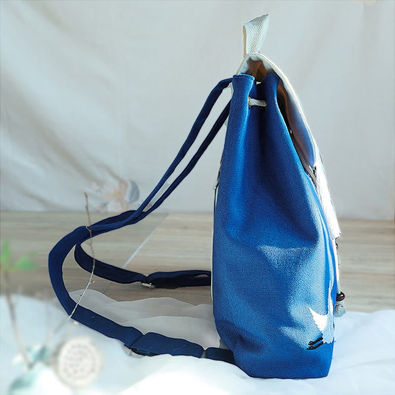 Buddha Stones Handmade Embroidered Large Capacity Canvas Backpack Backpack BS 24
