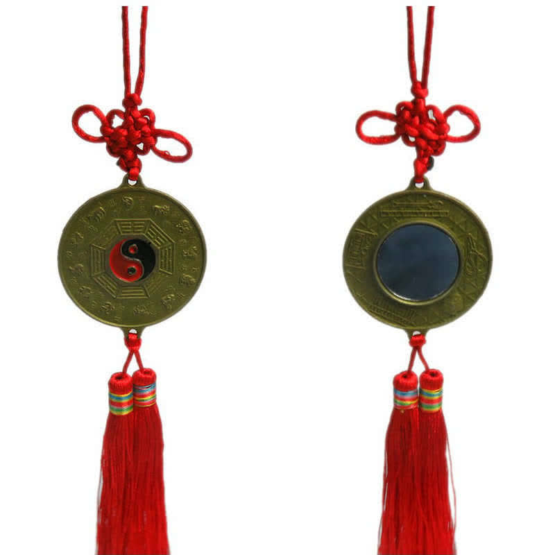 Buddha Stones Feng Shui Bagua Map Chinese Knotting Harmony Energy Map Mirror Bagua Map BS 5CM Round Bagua Map