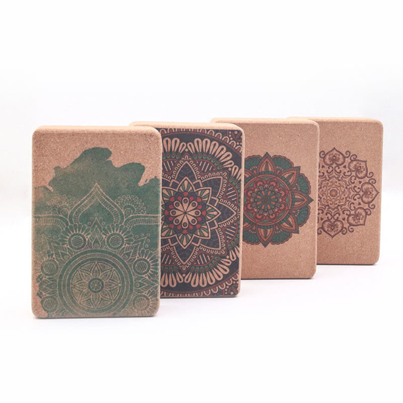 Buddha Stones Tibetan Mandala Mindful Yoga Cork Block Yoga Cork Block buddhastoneshop 9