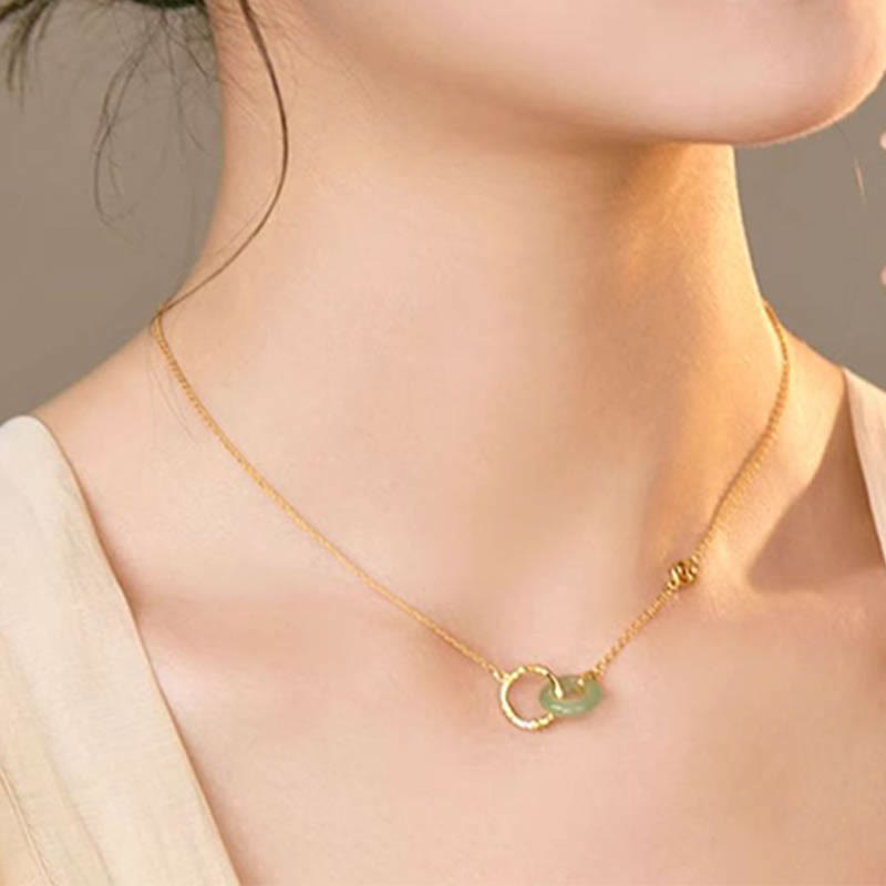 Buddha Stones 925 Sterling Silver Natural Green Aventurine Peace Buckle Bamboo Coin Prosperity Necklace Pendant Necklace BS 4