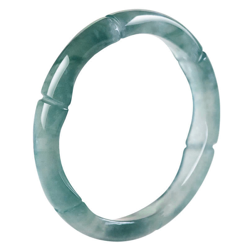 Buddha Stones Natural Jade Bamboo Prosperity Abundance Ring Ring BS 7