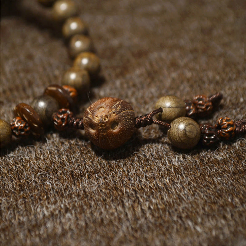 Buddha Stones Tibetan Sandalwood Protection Charm Mala Bracelet Mala Bracelet BS 4