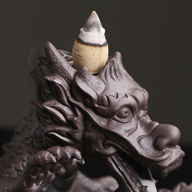 Buddha Stones Dragon Playing Ball Flower Protection Incense Burner Decoration Incense Burner BS 12