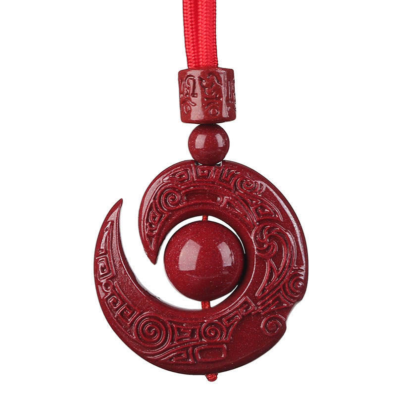 Buddha Stones One's Luck Improves Design Patern Natural Cinnabar Concentration Necklace Pendant Necklaces & Pendants BS 7