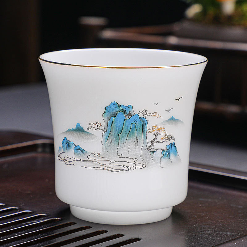 Buddha Stones Mountains Rivers Tree Ceramic Teacup Kung Fu Tea Cup 120ml Cup BS Blue Mountains Rivers 6.8cm*6.5cm*120ml