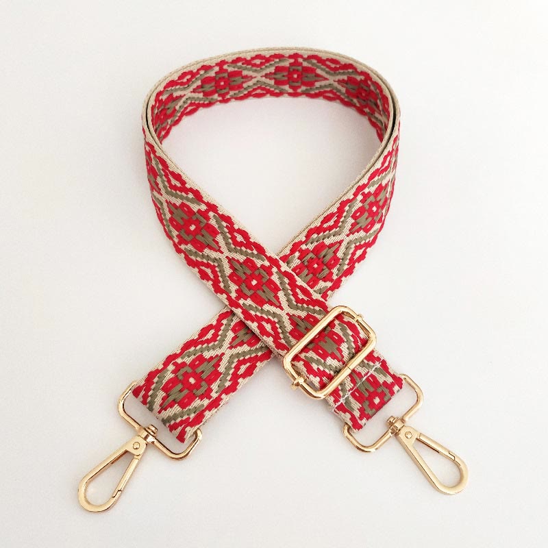 Buddha Stones Multicolor Embroidered Shoulder Bag Straps Bag Straps BS Beige Red Green