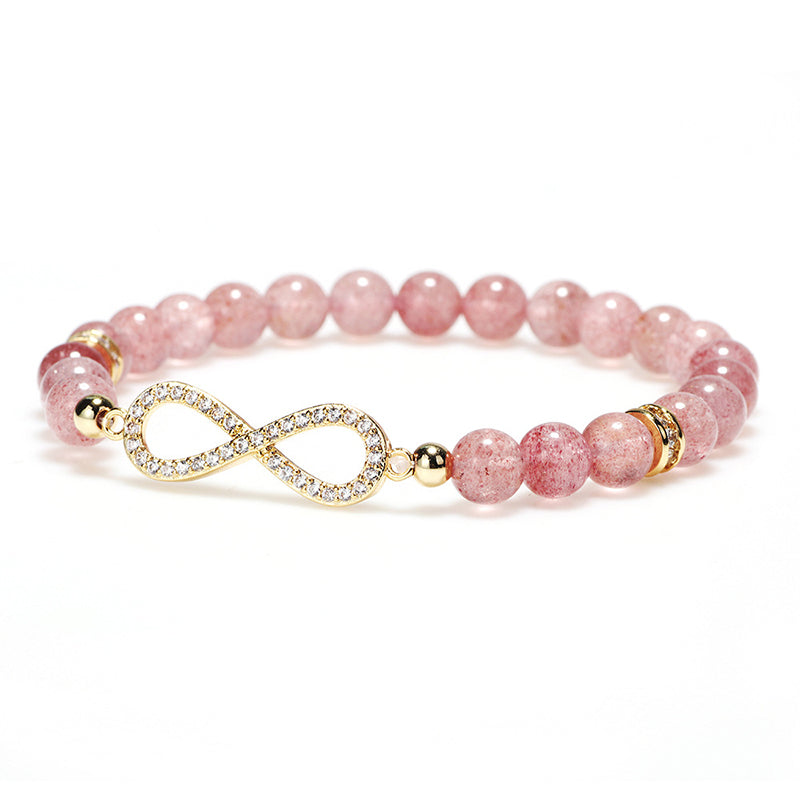 Bracelet de guérison et de positivité en quartz fraise naturel Foviel