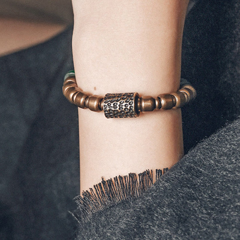 Buddha Stones Tibetan Colorful Glass Beads Copper Wealth Bracelet Bracelet BS 2