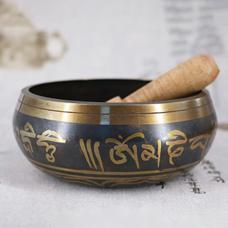 Buddha Stones Tibetan Meditation Bowl for Healing and Mindfulness Om Mani Padme Hum Singing Bowl - image 11