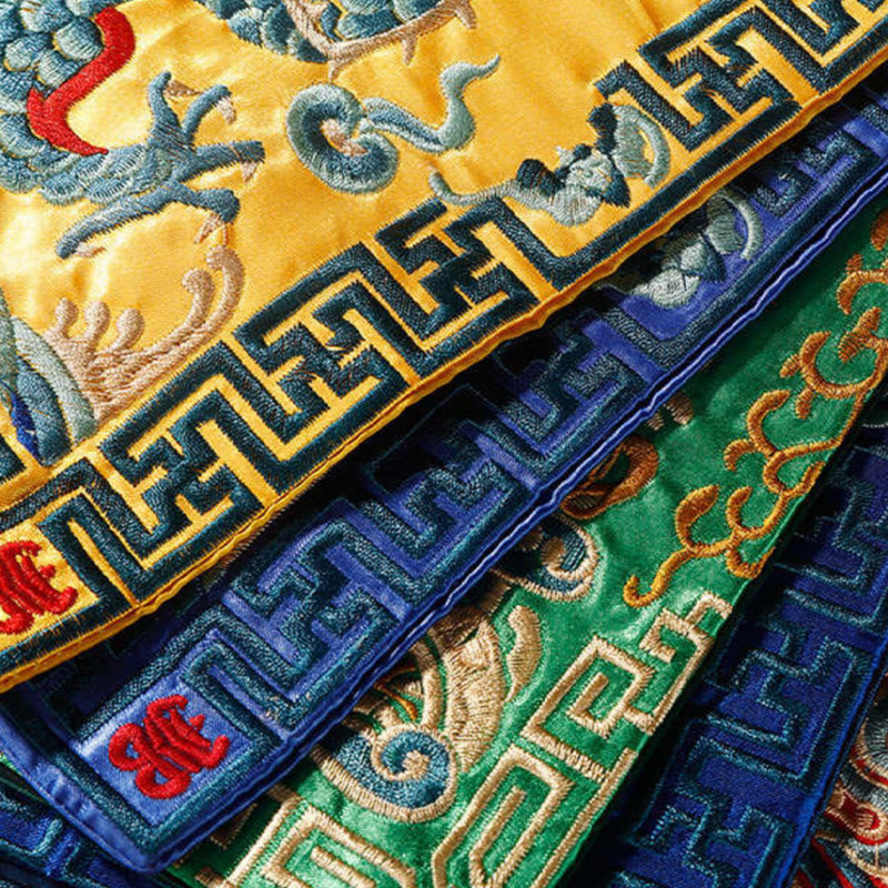 Buddha Stones Crane Phoenix Dragon Kirin Embroidered Cup Mat Pad Tea Cup Coaster Square Kung Fu Tea Mat Tea Mat BS 4