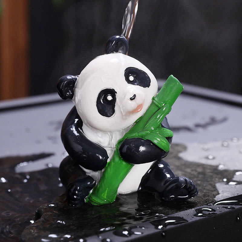 Buddha Stones Color Changing Small Cute Panda Bamboo Tea Pet Resin Home Figurine Decoration Decorations BS Panda Bamboo 6*6.5*9cm