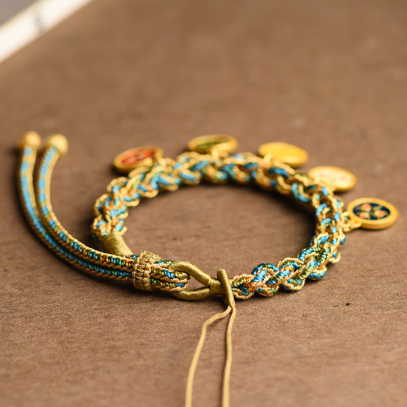Buddha Stones Tibetan Five God Of Wealth Luck Handcrafted Braid String Bracelet Bracelet BS 2