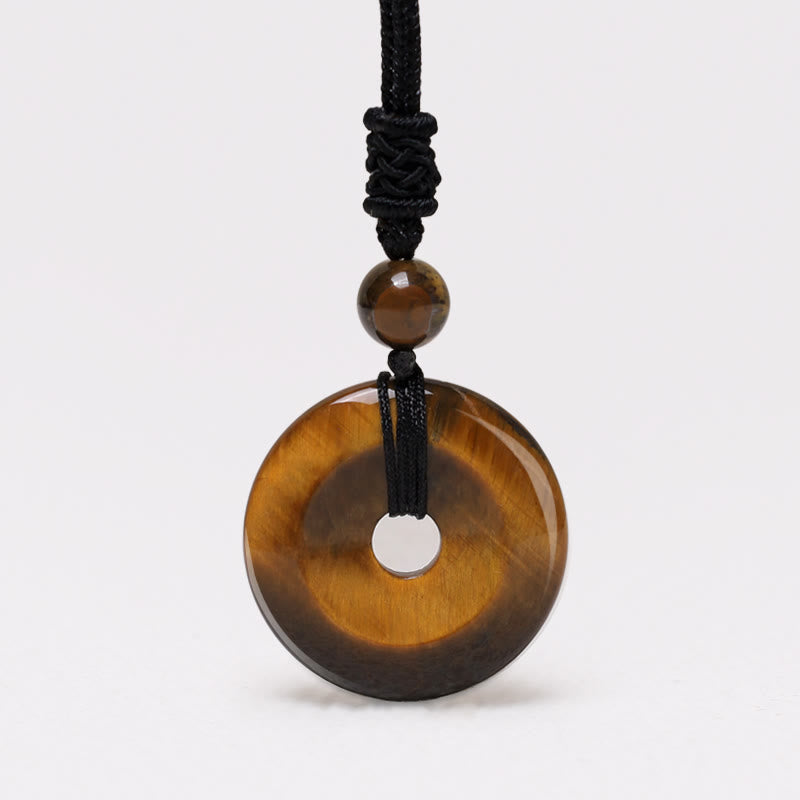 Buddha Stones Lucky Coin Pendant Healing Crystal Gemstone Necklace Necklaces & Pendants BS Tiger Eye
