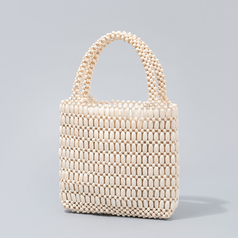 Buddha Stones Hand-woven Wooden Beads Handbag Handbags BS 13